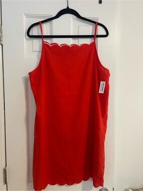 Old Navy Red Scallop-Trim Slip Dress